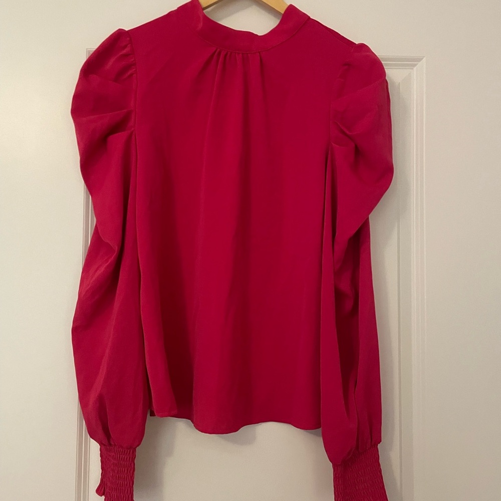 NWT Vici Hot Pink Women's Pink Blouse with Puff Sleeves - Picture 3 of 8